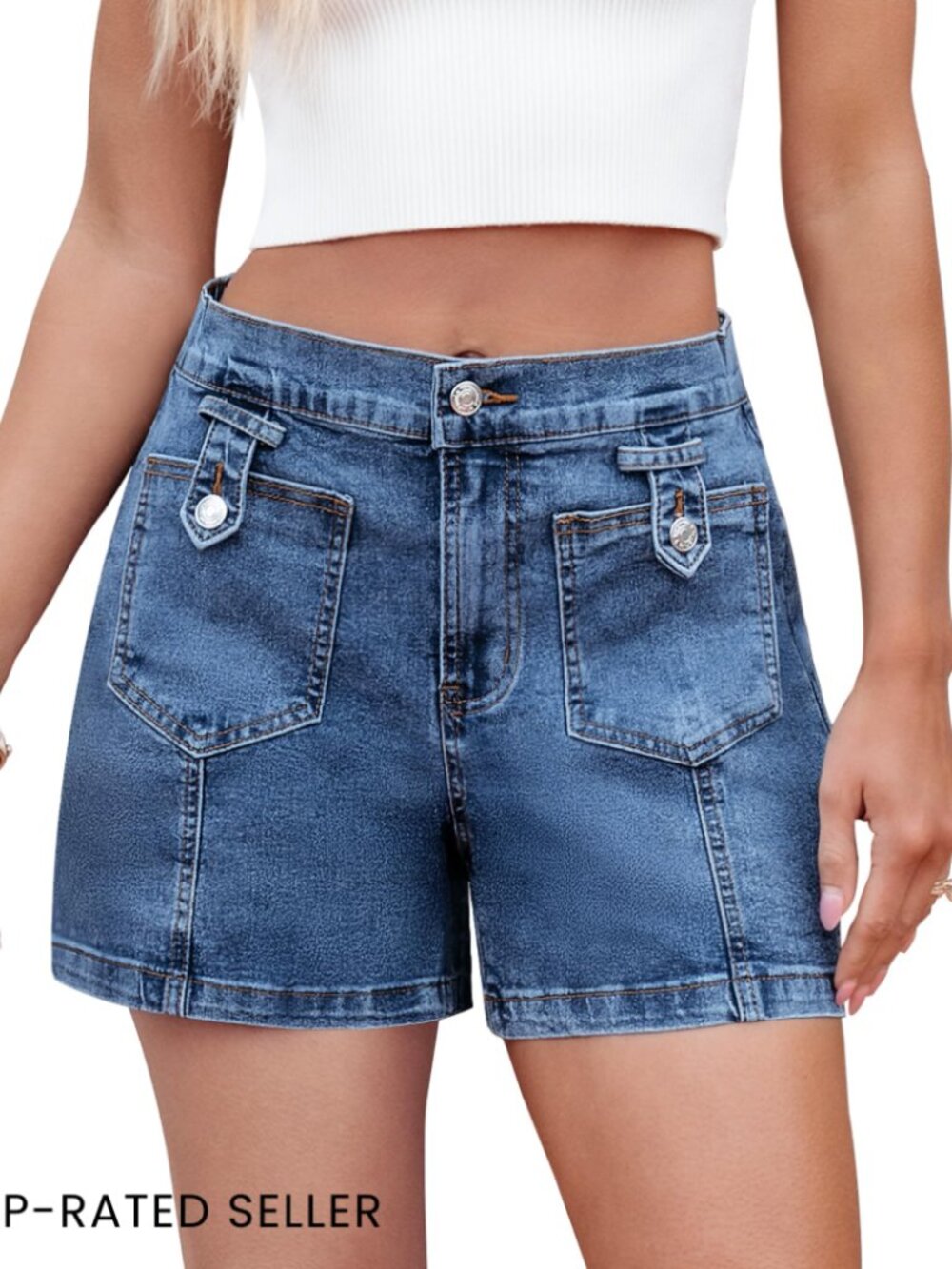 High Waisted Wide Leg Denim Shorts Stretchy Elastic Waist Casual Summer Jorts